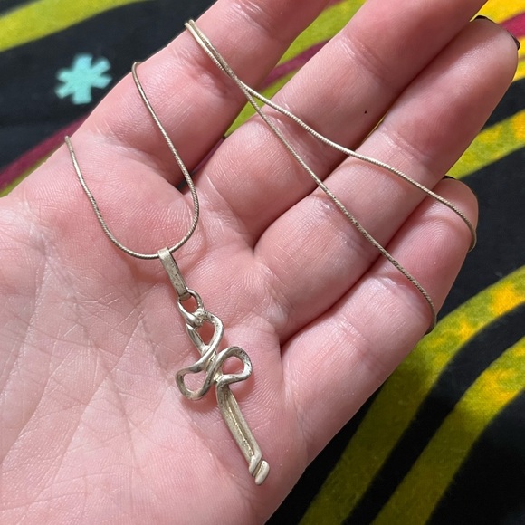 VTG Artisan Made Sterling Silver 925 Brutalist Cross Crucifix Necklace - Picture 1 of 6